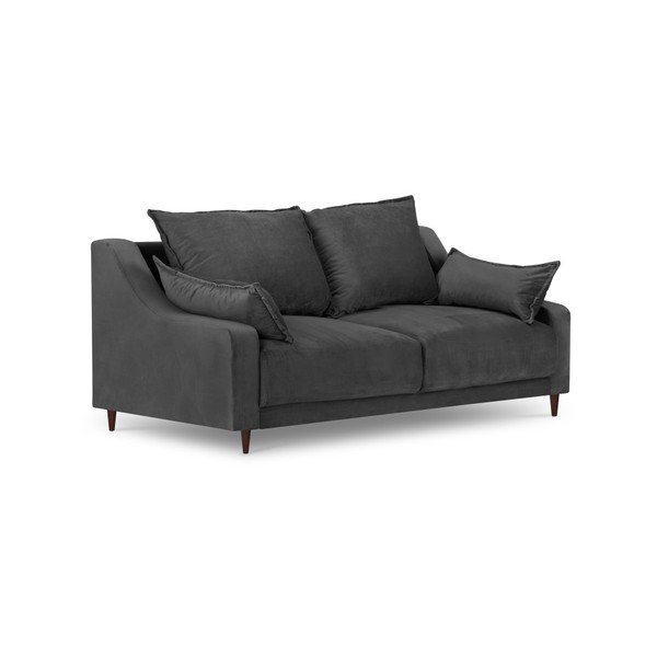 Tmavosivá zamatová pohovka Mazzini Sofas Freesia, 150 cm-image-2