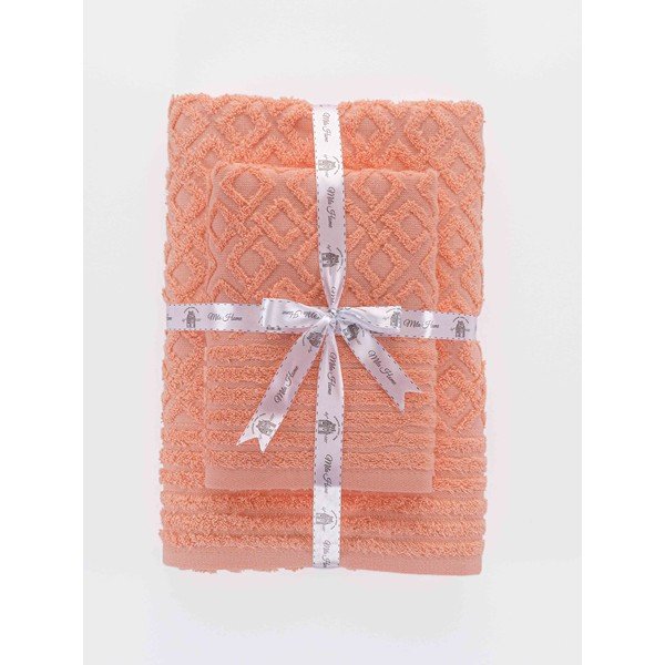 Oranžové froté bavlnené uteráky a osušky v súprave 2 ks Diamond – Mila Home-image-3