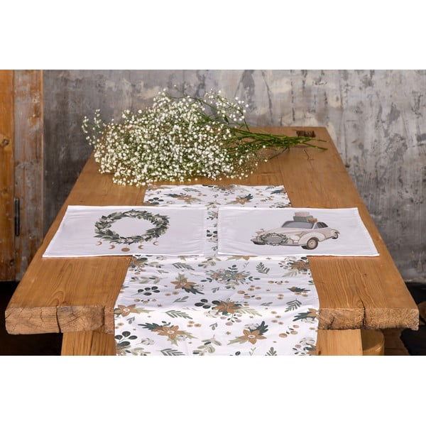 Bavlnený behúň na stôl s vianočným motívom 40x140 cm Festive Flowers – Butter Kings-image-1