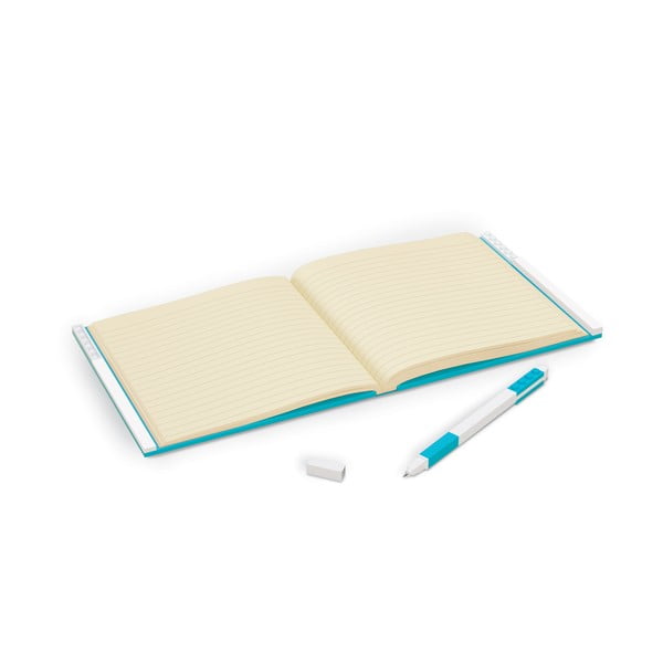 Tyrkysovomodrý štvorcový zápisník s gélovým perom LEGO®, 15,9 x 15,9 cm-image-1