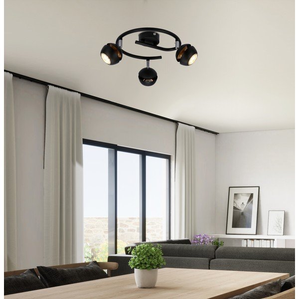 Stropné svietidlo s kovovým tienidlom v čierno-zlatej farbe 38x38 cm Boni - Candellux Lighting-image-1