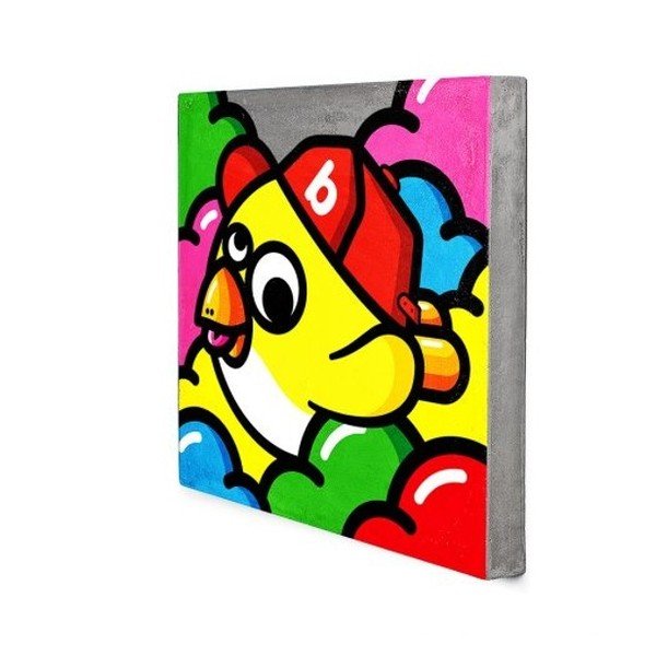 Betónový nástenný obraz Lyon Béton Oiseau Volant Jaune, 40 x 40 cm-image-1