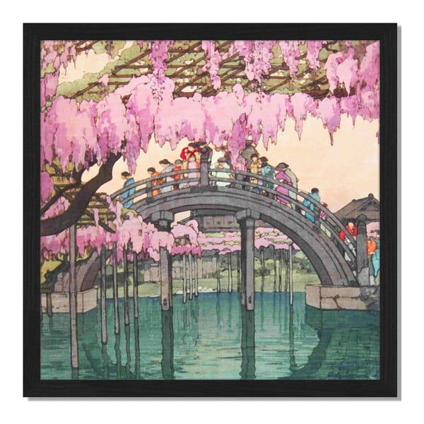 Obraz v ráme Liv Corday Asian Garden Bridge, 40 x 40 cm