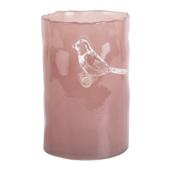 Ružová sklenená váza (výška  15 cm) Bird On Branch – PT LIVING