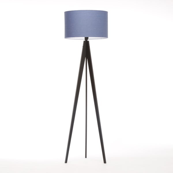 Stojacia lampa Artist Dark Blue Linnen/Black Birch, 125x42 cm