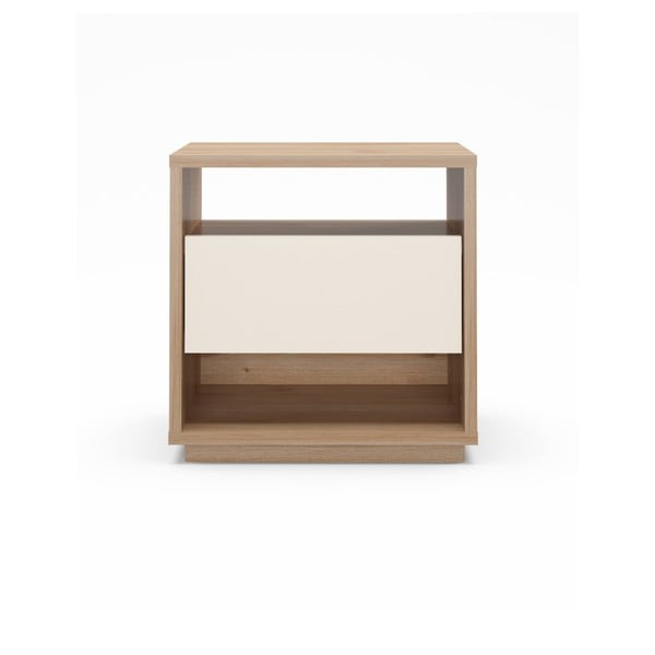 Krémovobiely/v prírodnej farbe nočný stolík v dekore duba Dennis – Marckeric