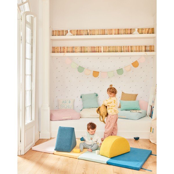 Modrý vlnený detský puf Jalila – Kave Home-image-1