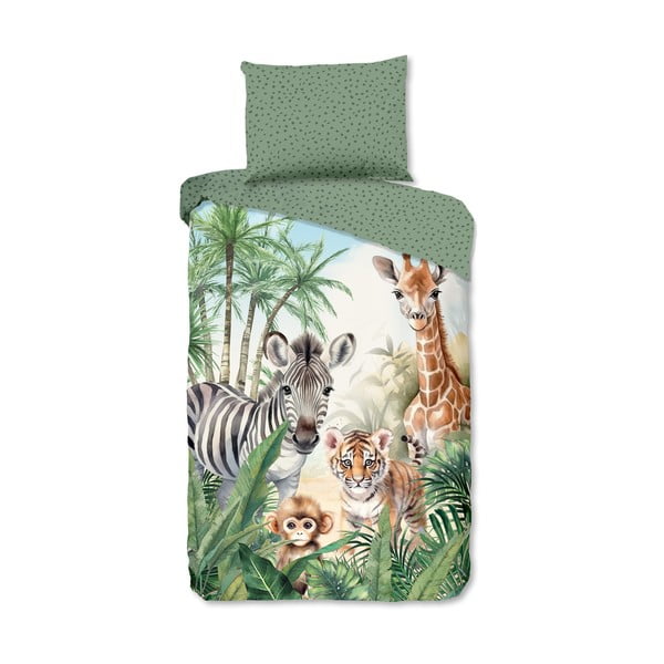 Zelené bavlnené detské obliečky na jednolôžko 140x200 cm Thabo – Good Morning