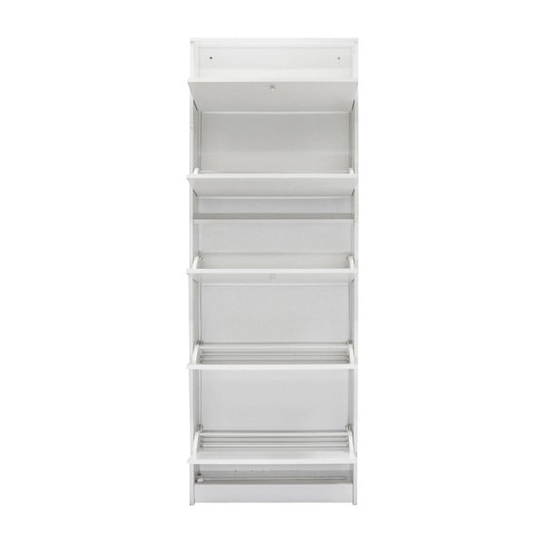 Biela drevená skrinka na topánky s 5 vyklápacími policami Esidra Issa-image-4