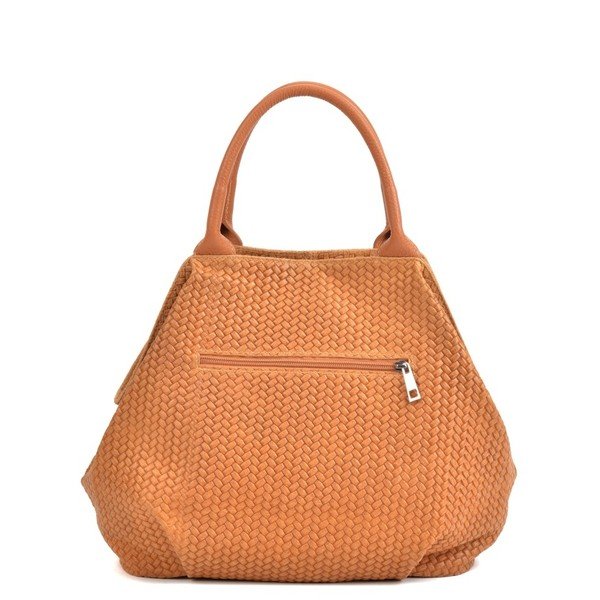 Koňakovohnedá kožená kabelka Mangotti Bags Betania-image-1