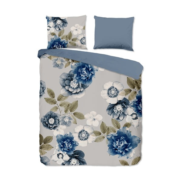 Modro-sivé predĺžené flanelové obliečky na dvojlôžko 200x220 cm Gabin – Good Morning