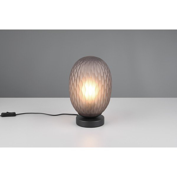 Matne čierna stolová lampa so skleneným tienidlom (výška  28,5 cm) Facette – Trio-image-2