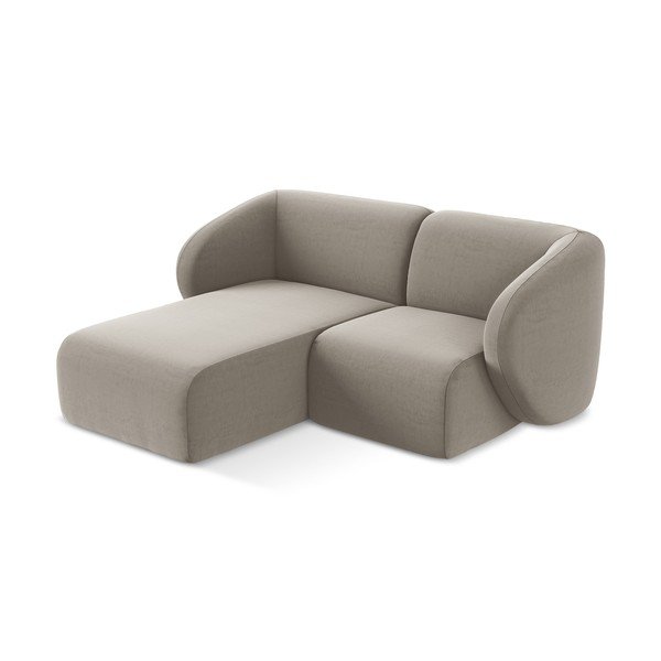 Svetlohnedá zamatová rohová pohovka (ľavý roh/s leňoškou) Lani – Makamii-image-2