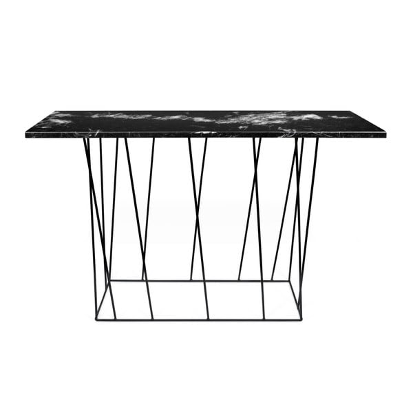 Čierny mramorový konzolový stolík s čiernymi nohami TemaHome Heli×
