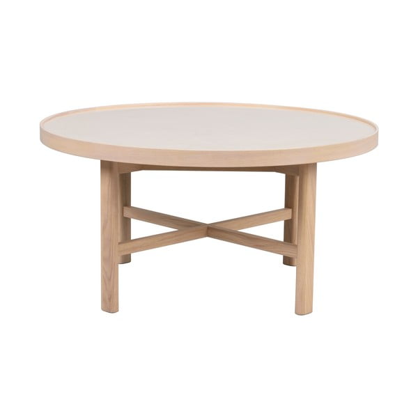 Okrúhly konferenčný stolík s keramickou doskou v prírodnej farbe 90x90 cm Marsden – Rowico