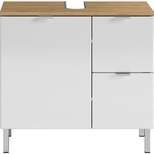 Biela skrinka pod umývadlo s dubovým dekorom Germania Mauresaa, šírka 60 cm-image-2