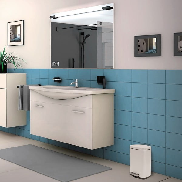 Matne biely nášľapný oceľový odpadkový kôš 5 l Akira – Spirella-image-1