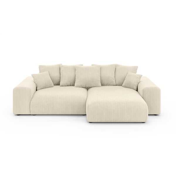 Krémová menčestrová rozkladacia rohová pohovka s úložným priestorom (variabilný roh) Luma – Ropez