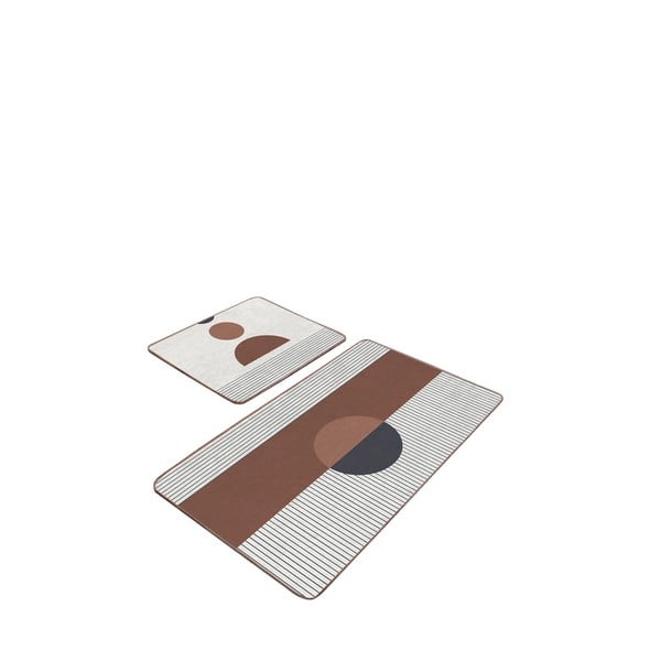 Bielo-hnedé kúpeľňové predložky v súprave 2 ks 60x100 cm – Mila Home