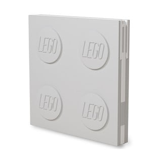Svetlosivý štvorcový zápisník s gélovým perom LEGO®, 15,9 x 15,9 cm