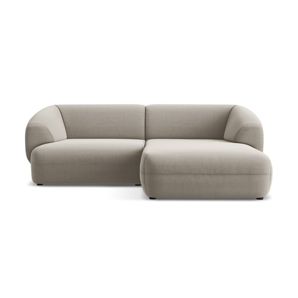 Béžová zamatová rohová pohovka (pravý roh) Moana – Makamii