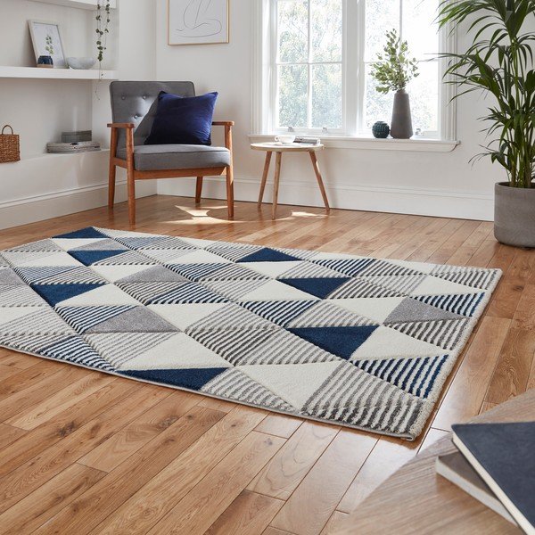 Modro-sivý koberec Think Rugs Brooklyn Geo, 120 x 170 cm-image-2