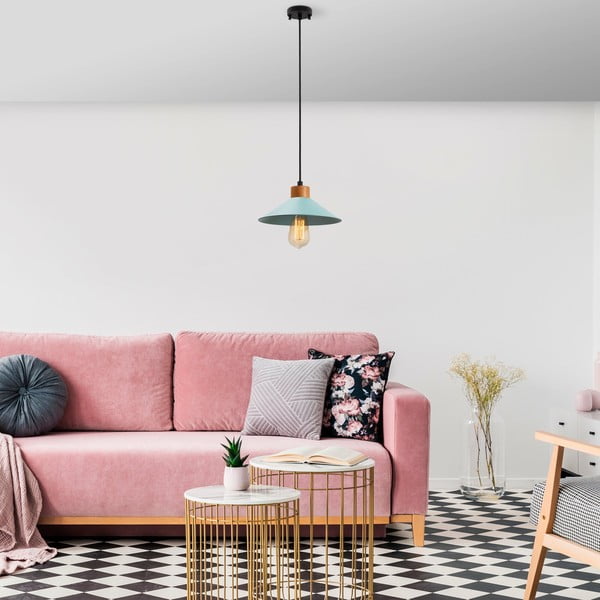 Tyrkysovomodré/v prírodnej farbe závesné svietidlo s kovovým tienidlom ø 24 cm Manavgat – Opviq lights-image-3