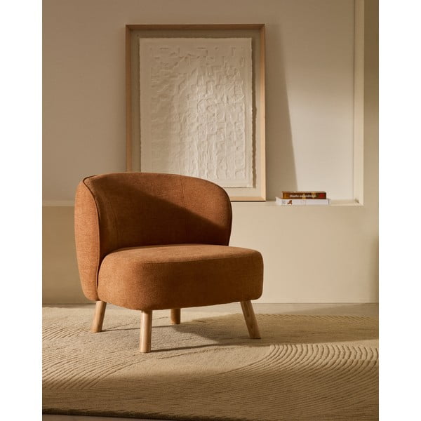 Ženilkové kreslo v terakotovej farbe Ulit – Kave Home-image-1