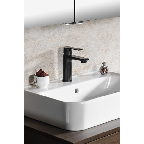 Matne čierna stojančeková umývadlová batéria Pax – Sapho-image-2