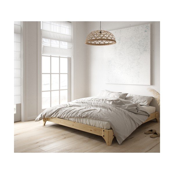 Dvojlôžková posteľ z borovicového dreva s matracom Karup Design Elan Comfort Mat Black/Black, 160 × 200 cm-image-4