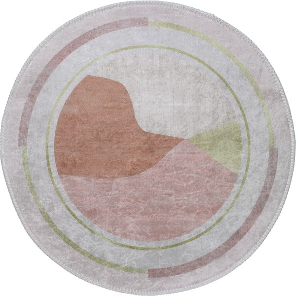 Umývateľný okrúhly koberec v oranžovo-krémovej farbe ø 120 cm Yuvarlak – Vitaus