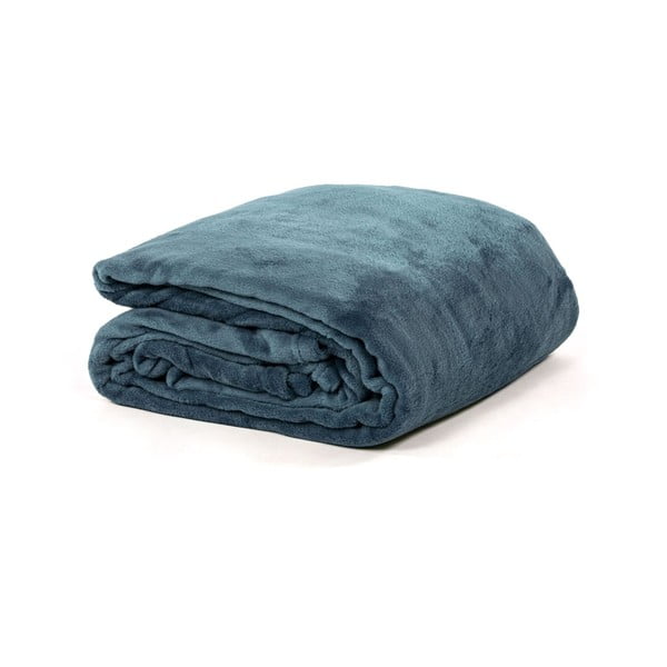 Modrý pléd z mikroplyšu na dvojlôžko 180x220 cm Cosy – Tiseco Home Studio