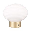 Stmievateľná LED stolová lampa v bielej a zlatej farbe so skleneným tienidlom (výška 14,5 cm) Earl – Reality