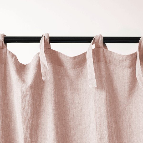 Ružový ľanový záves s pútkami Linen Tales Night Time, 250 x 140 cm-image-1