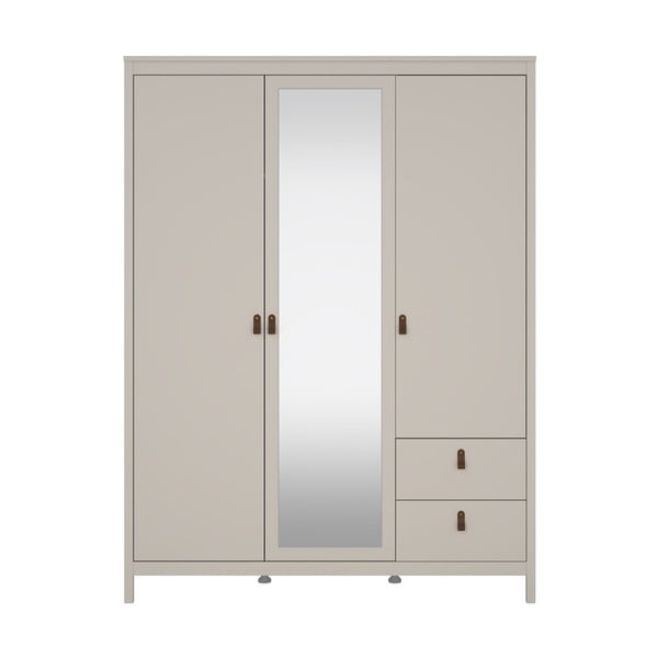 Sivobéžová šatníková skriňa so zrkadlom 150x199x58 cm Madrid – Tvilum