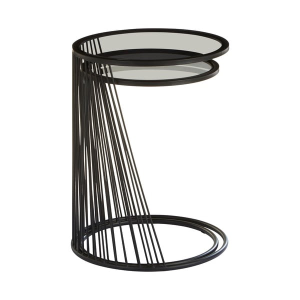 Okrúhle odkladacie stolíky so sklenenou doskou v súprave 2 ks Trento – Premier Housewares-image-1