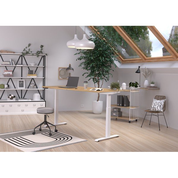 Pracovný stôl s elektricky nastaviteľnou výškou s doskou v dekore duba 80x180 cm Jet – Germania-image-1