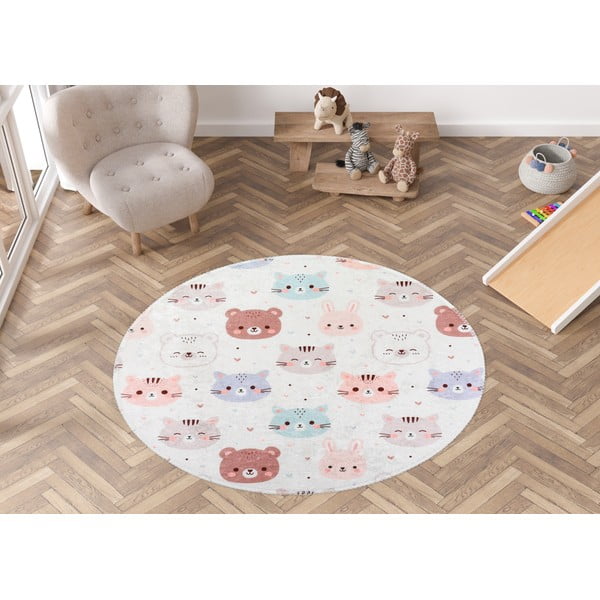 Slonovinový prateľný detský koberec ø120 cm Cute Animals – Vitaus-image-1