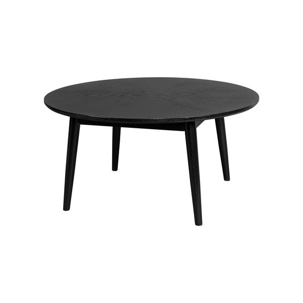 Čierny okrúhly konferenčný stolík v dekore duba ø 80 cm Fabio – White Label