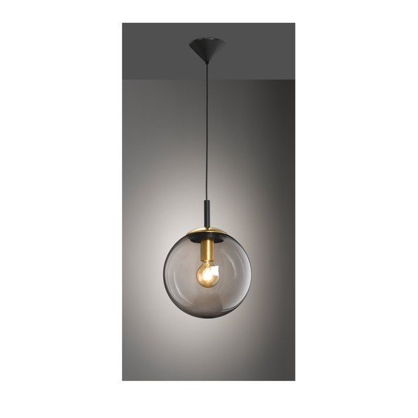 Čierne závesné svietidlo so skleneným tienidlom Dini – Fischer & Honsel-image-1