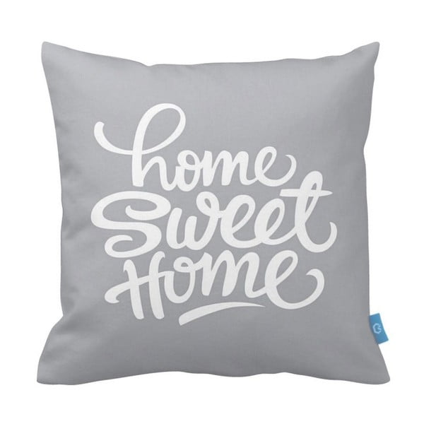 Sivá obliečka na vankúš Home Sweet Home, 40 × 40 cm