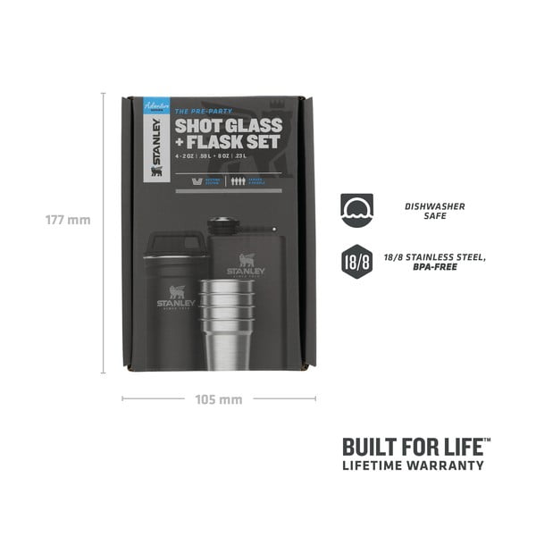 Čierna súprava ploskačky a štamperlíkov 6 ks z nehrdzavejúcej ocele 250 ml Adventure Black – Stanley-image-1