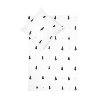Biele flanelové obliečky na jednolôžko Fovere X-mas Tree, 155 x 200 cm