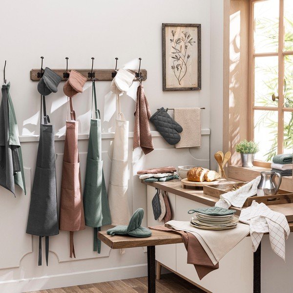 Biele/zelené froté bavlnené uteráky v súprave 2 ks 50x50 cm Gourmet – douceur d'intérieur-image-1