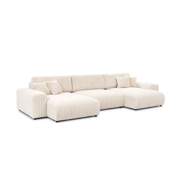 Krémová menčestrová rozkladacia/s úložným priestorom rohová pohovka (do tvaru "U") Sarina – Ropez-image-3