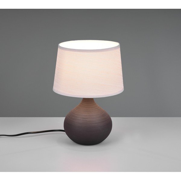 Tmavohnedá stolová lampa z keramiky a tkaniny Reality Martin, výška 29 cm-image-1