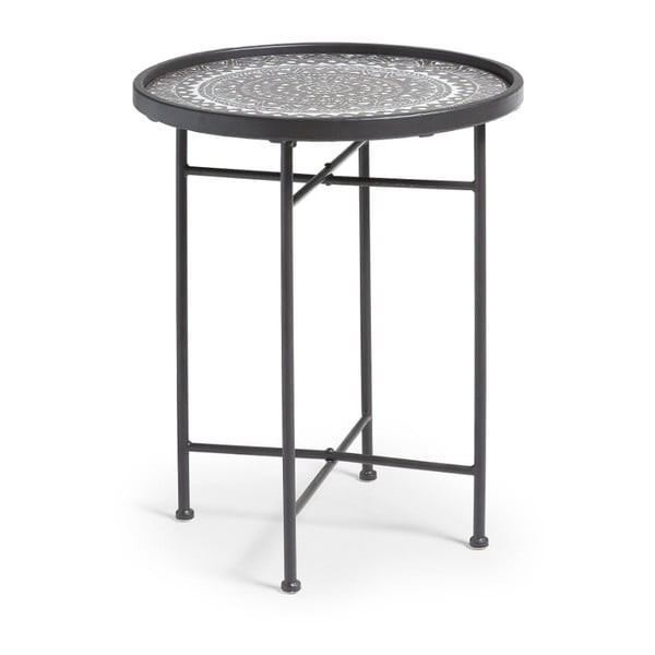 Čierny kovový odkladací stolík La Forma Adri, ⌀ 45 cm