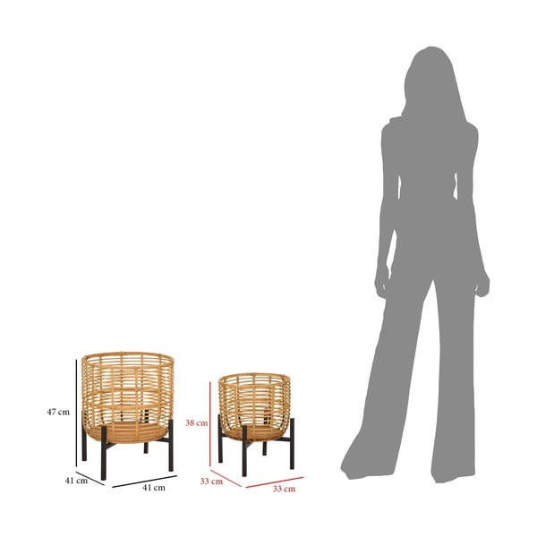 Súprava 2 ratanových stojanov na kvetináč Mauro Ferretti, výška 47 cm-image-2