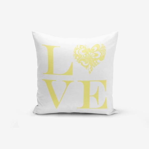 Obliečky na vaknúš s prímesou bavlny Minimalist Cushion Covers Love Yellow, 45 × 45 cm