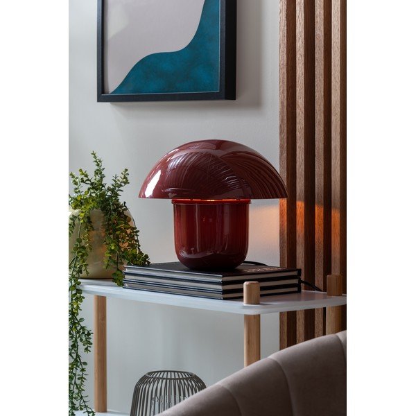 Vínovočervená kovová stolová lampa (výška  25 cm) Fat Mushroom – Leitmotiv-image-1